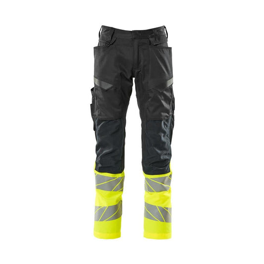 Broek met kniezakken, broek met stretch inzetstukken