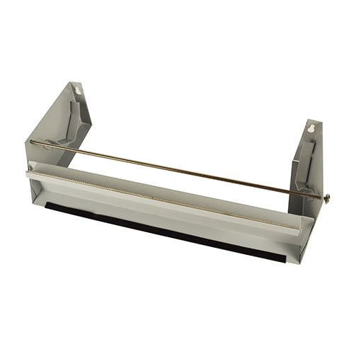 Het Starpak foliescheidingsapparaat 1-voudig voor 30 cm brede grote rollen van Starpak is een aan de muur gemonteerde metalen snijder met golfsnede, twee zijsteunen en metalen staaf - ideaal voor de verpakkingsindustrie (karton, 1 stuk).