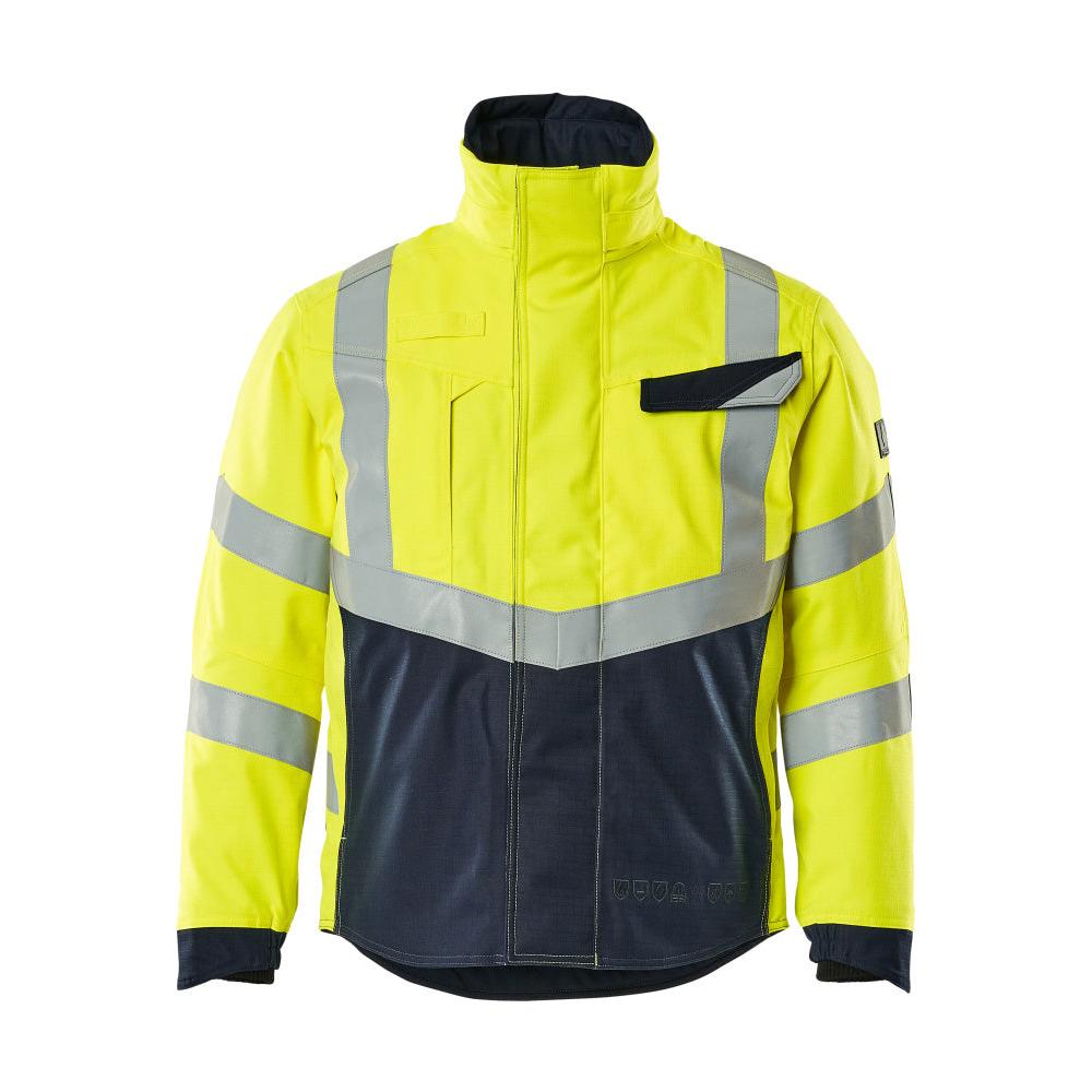 Winterjas met gewatteerde voering Pilotenjas Multisafe, signalisatie geel/zwart-blauw