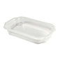 De transparante PP-schaal Take-Away 250x159x43 van Duni GmbH (verpakking à 246 stuks) is rechthoekig met een ondiepe diepte en is ideaal als verpakking voor voedsel.