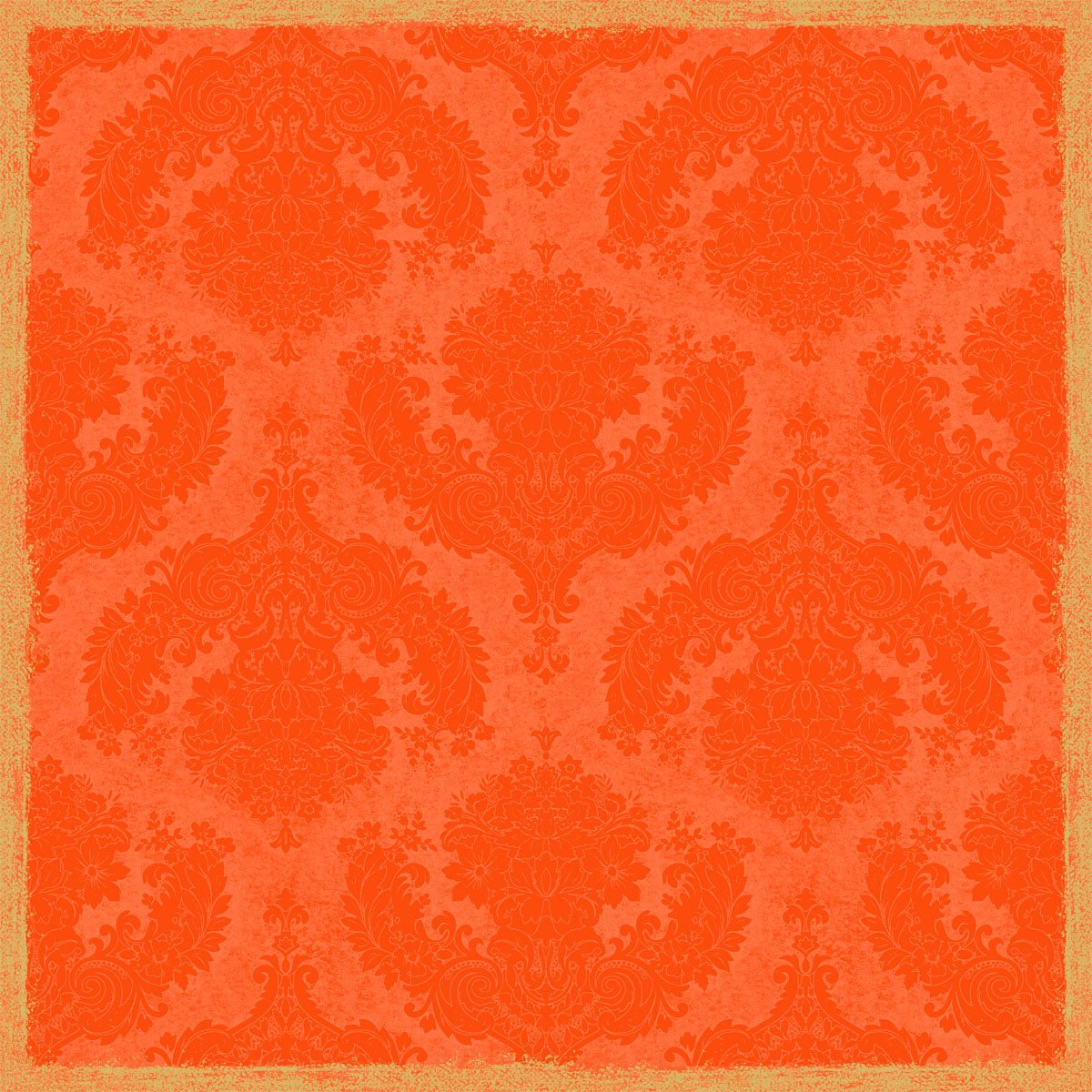 De Dunicel middendek 84x84 cm van Duni GmbH in Royal Sun Orange kenmerkt zich door een versierd, herhalend damastpatroon met verouderde textuur en gouden rand. Ideaal voor elegant gedekte tafels. De verpakking bevat 20 stuks.