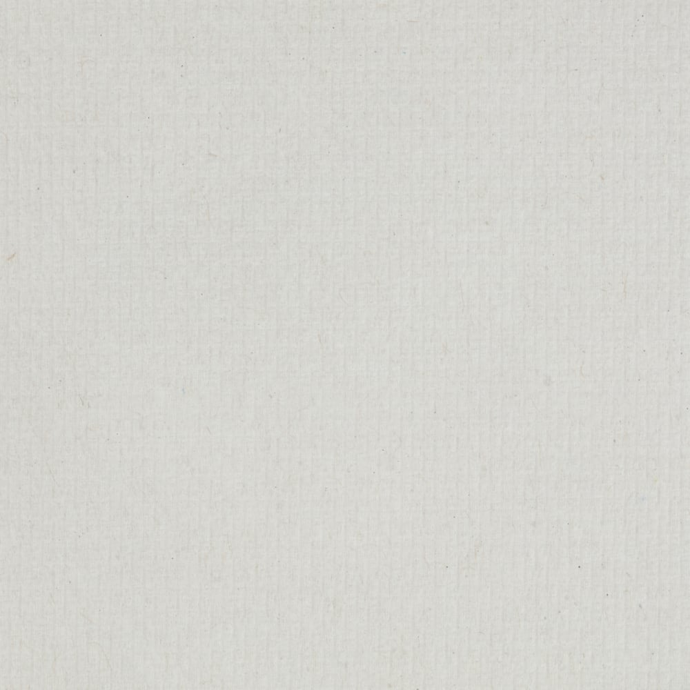 Een close-up van een leeg wit, gestructureerd papieroppervlak met zwakke lijnen en kleine vlekken - perfect voor Scott® ESSENTIAL™ Handdoeken - rol / wit (6 rollen x 1 vel, doos) van Kimberly-Clark GmbH. De afbeelding is gelijkmatig verlicht en vrij van markeringen of objecten.