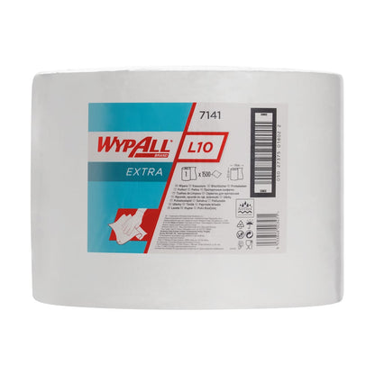 Een grote witte Scott® ESSENTIAL™ artsenrol van Kimberly-Clark GmbH, 6 rollen x 200 vellen, ideaal voor de hygiëne in medische instellingen zoals klinieken of ziekenhuizen.