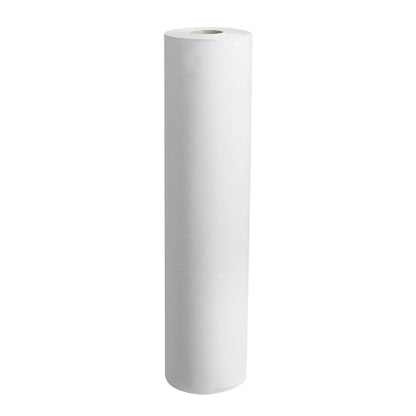 De afbeelding toont een Scott® artsenrol - rol (38,00 cm x 51,00 cm) van Kimberly-Clark GmbH, een grote rol van wit papier met holle kern, vaak gebruikt voor onderzoekstafels in medische instellingen, op witte achtergrond.