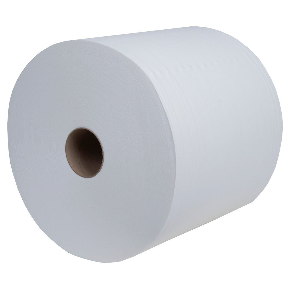 Een Kimtech® Aviation Reinigingsdoeken Grootrol (wit, 1 rol x 900 doeken, Kimberly-Clark GmbH) voor de luchtvaartindustrie en commercieel gebruik is afgebeeld tegen een witte achtergrond.