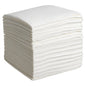 Een stapel WypAll® L40 PowerClean kwartgevouwen doeken van Kimberly-Clark in wit (18x56), ideaal voor alle reinigingsoplossingen en -taken.