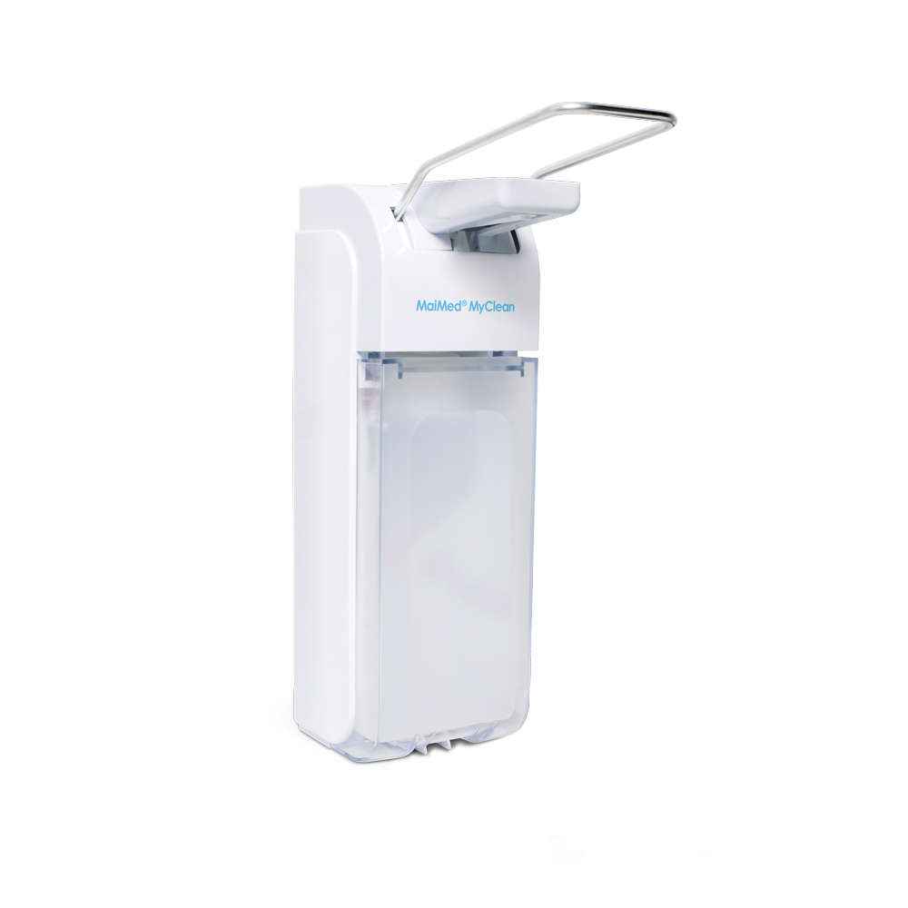 MaiMed MyClean universele dispenser kunststof met armhendel wit voor 500ml & 1l (incl. 500ml adapter) | Fles (500 ml)