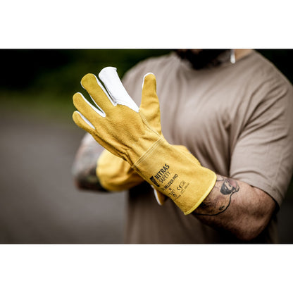 NITRAS WELDER PRO, lashandschoenen, oker/grijs