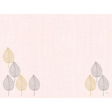 Ein blassrosa strukturierter Hintergrund mit gold und schwarz umrandeten Blättern in den unteren Ecken - ideal, um die Bio-Dunicel-Sets 30x40 Aspen | Packung (100 Stück) der Duni GmbH hervorzuheben. Die Mitte ist leer für zusätzliche Betonung.