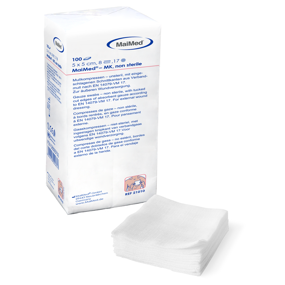 MaiMed-MK-onsteriele gaaskompressen à 100 stuks/papieren zak