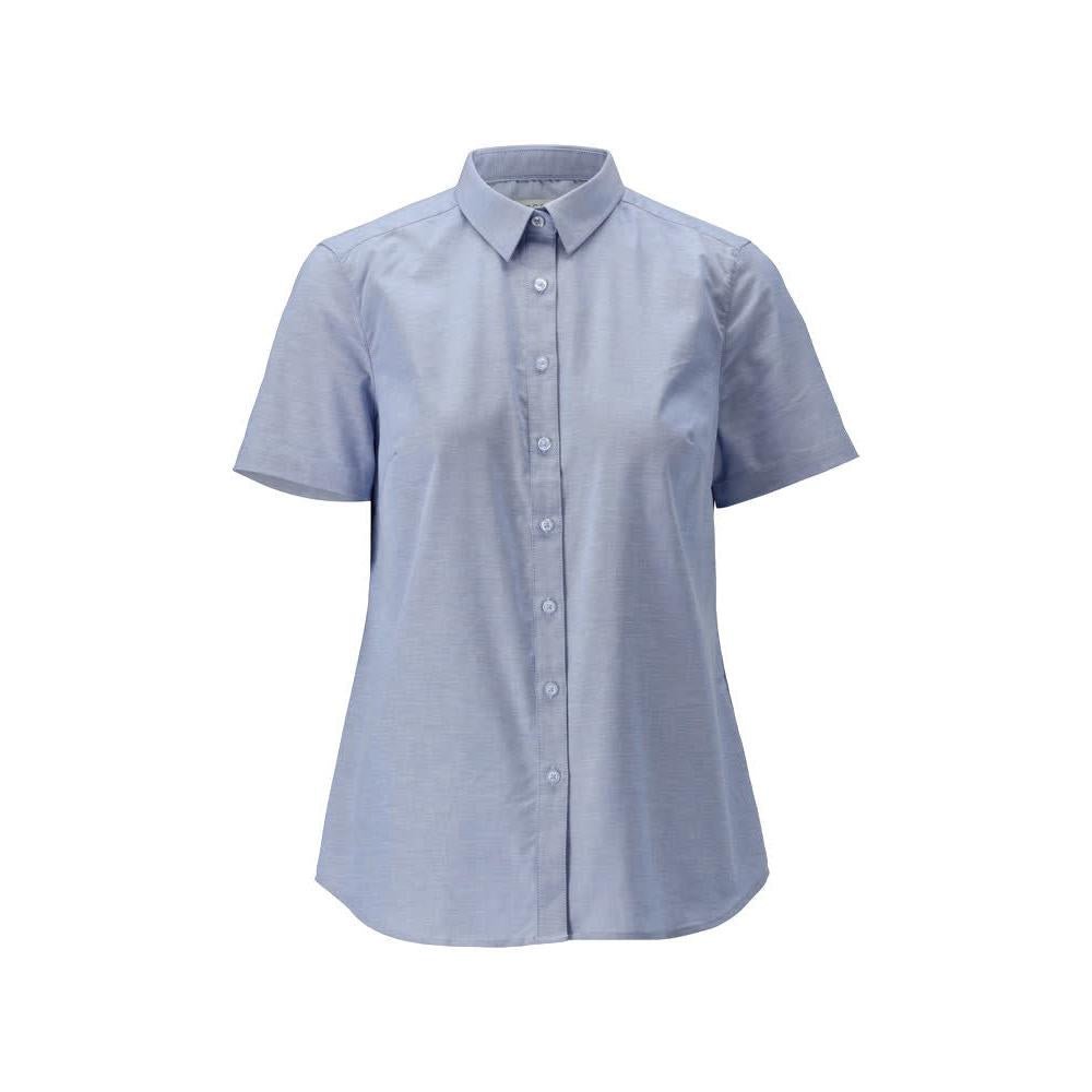 Shirt, korte mouw, klassieke dames, stretch damesblouse, lichtblauw
