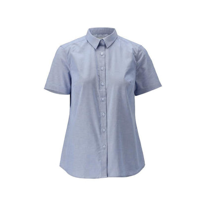 Shirt, korte mouw, klassieke dames, stretch damesblouse, lichtblauw