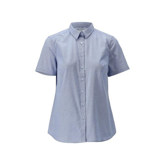 Shirt, korte mouw, klassieke dames, stretch damesblouse, lichtblauw