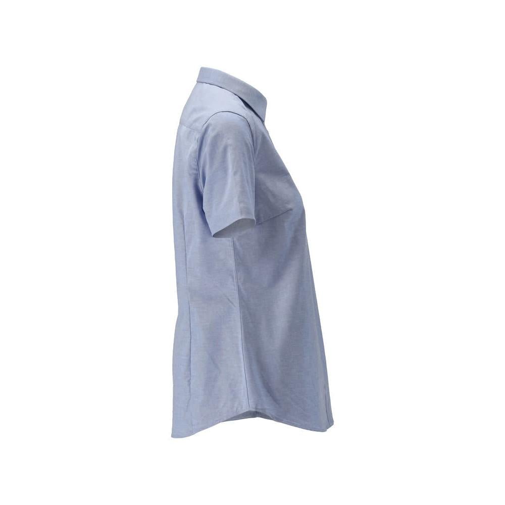 Shirt, korte mouw, klassieke dames, stretch damesblouse, lichtblauw