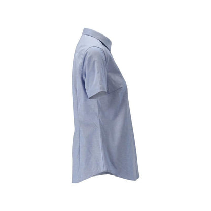 Shirt, korte mouw, klassieke dames, stretch damesblouse, lichtblauw