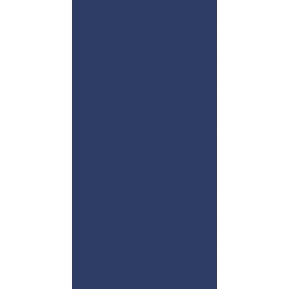 Een effen donkerblauwe rechthoek is gecentreerd tussen twee verticale witte balken en doet denken aan het verfijnde ontwerp van de Duni GmbH cellulose servetten 33x33 cm 3-laags donkerblauw 1/8-vouw (250 servetten).