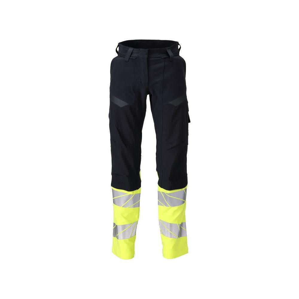 Broeken, dames, DIAMOND, kniezakken, stretchbroek Multisafe, zwart blauw/fluo geel