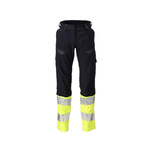 Broeken, dames, DIAMOND, kniezakken, stretchbroek Multisafe, zwart blauw/fluo geel