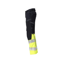 Broeken, dames, DIAMOND, kniezakken, stretchbroek Multisafe, zwart blauw/fluo geel