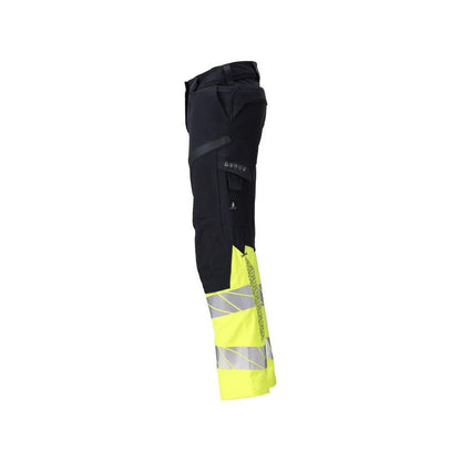 Broeken, dames, DIAMOND, kniezakken, stretchbroek Multisafe, zwart blauw/fluo geel