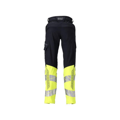 Broeken, dames, DIAMOND, kniezakken, stretchbroek Multisafe, zwart blauw/fluo geel