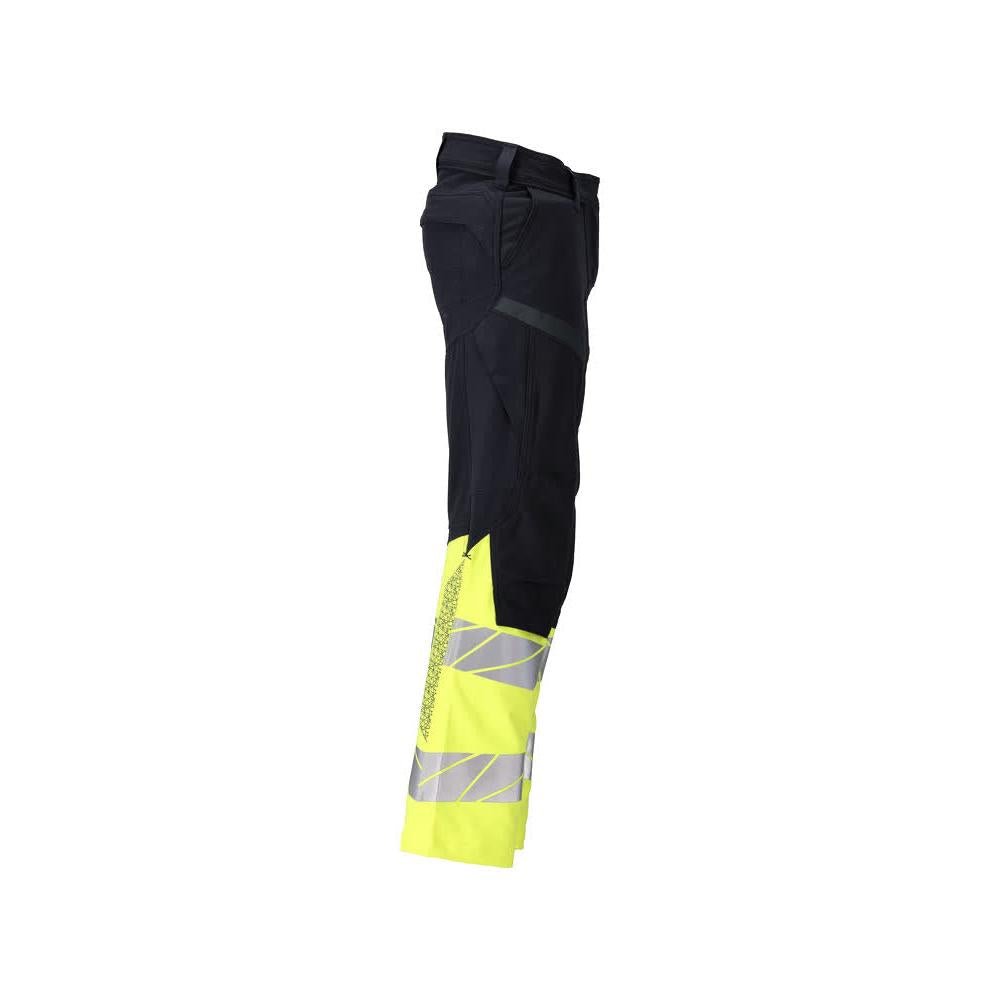 Broeken, dames, DIAMOND, kniezakken, stretchbroek Multisafe, zwart blauw/fluo geel