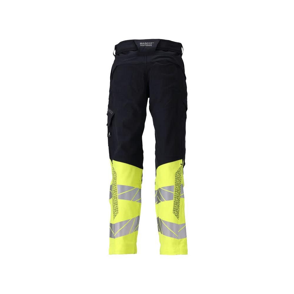 Broek, kniezakken, ULTIMATE STRETCH broek Multisafe, zwart blauw/fluo geel