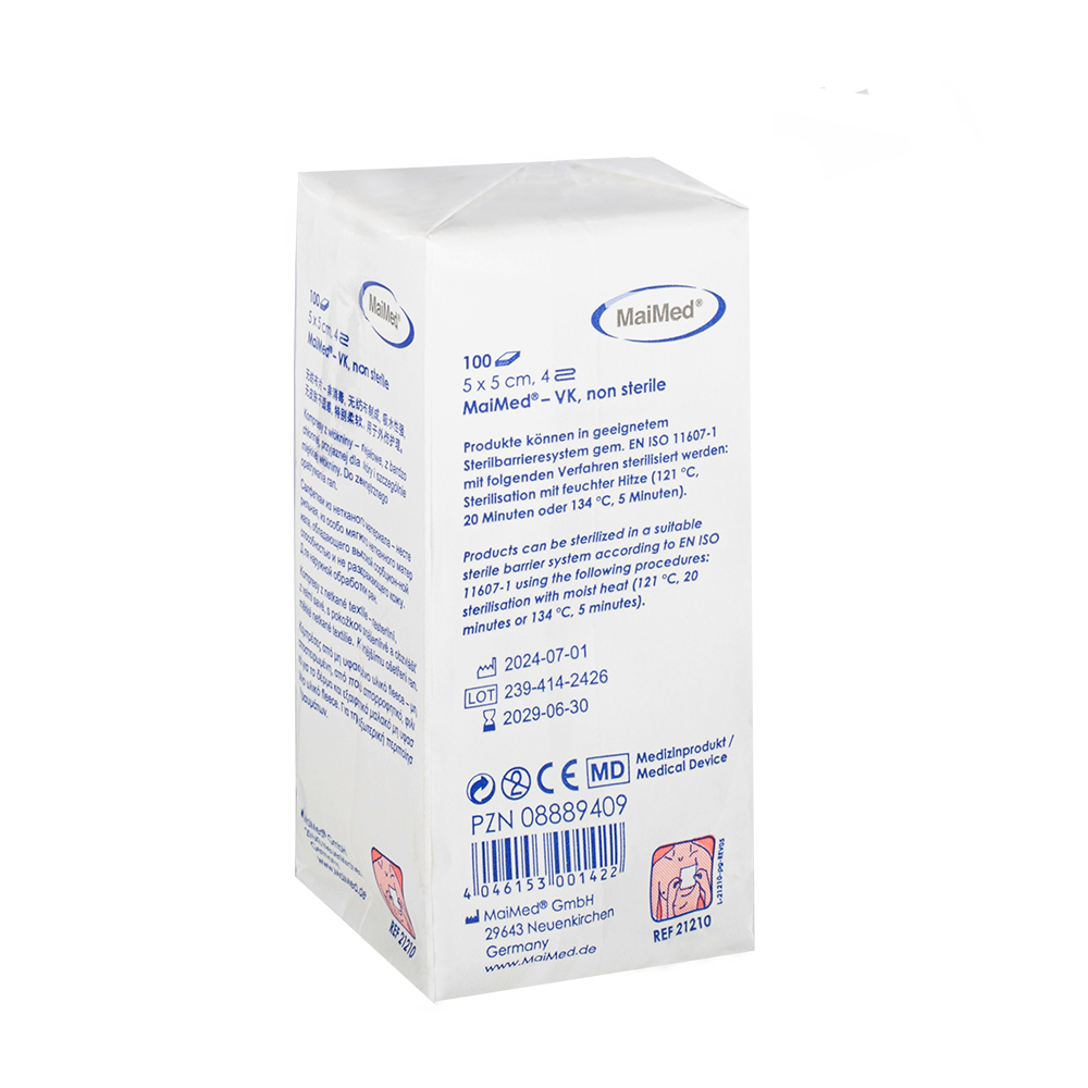 MaiMed-VK niet-steriele fleecekompressen à 100 stuks/papieren zak
