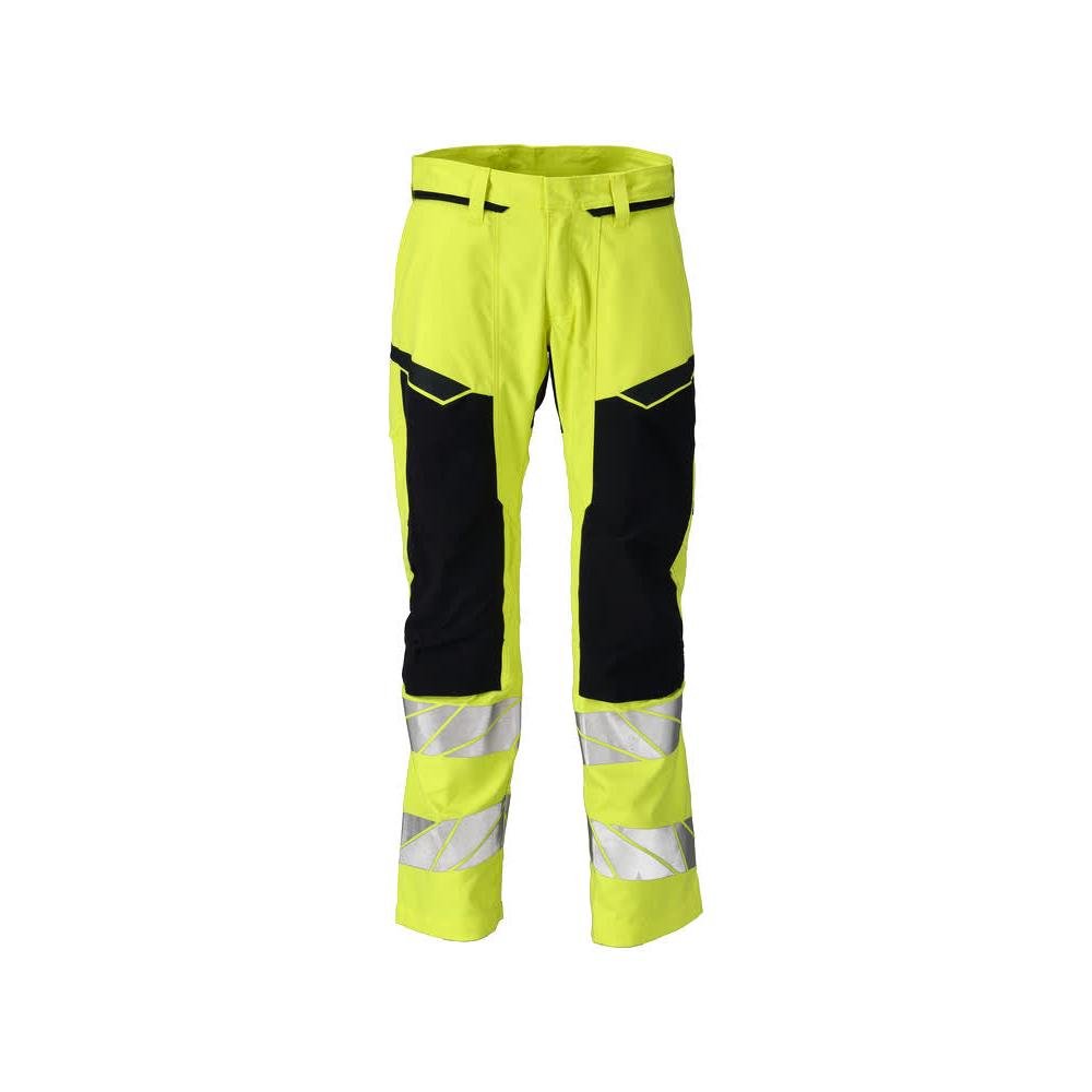 Broek met kniezakken, stretch inzetstukken Multisafe broek, signalisatie geel/zwart-blauw