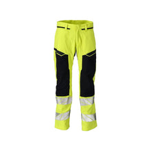 Broek met kniezakken, stretch inzetstukken Multisafe broek, signalisatie geel/zwart-blauw