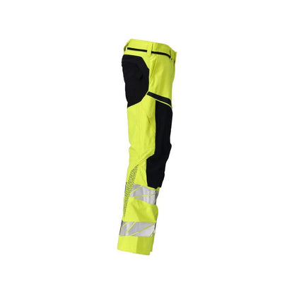 Broek met kniezakken, stretch inzetstukken Multisafe broek, signalisatie geel/zwart-blauw