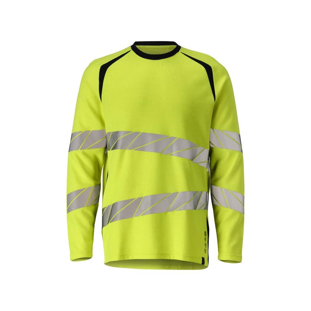 T-shirt, lange mouw, modern fit T-shirt Multisafe, signalisatie geel/zwart-blauw