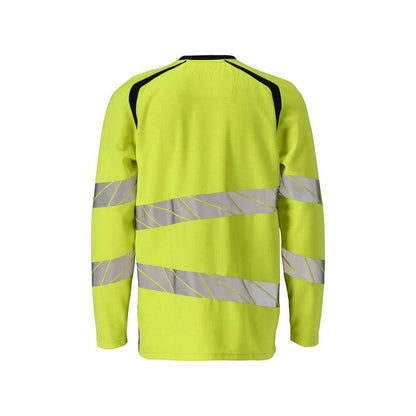 T-shirt, lange mouw, modern fit T-shirt Multisafe, signalisatie geel/zwart-blauw