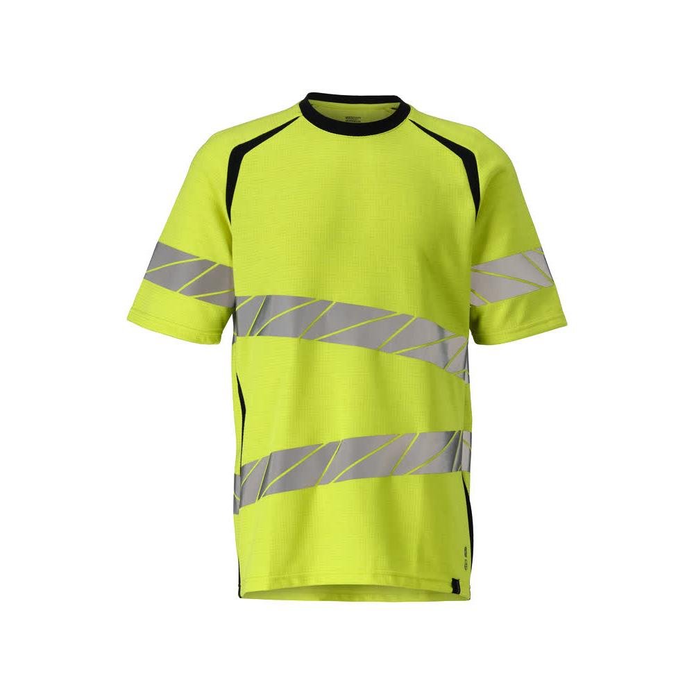 T-shirt, moderne pasvorm T-shirt Multisafe, signalisatie geel/zwart-blauw