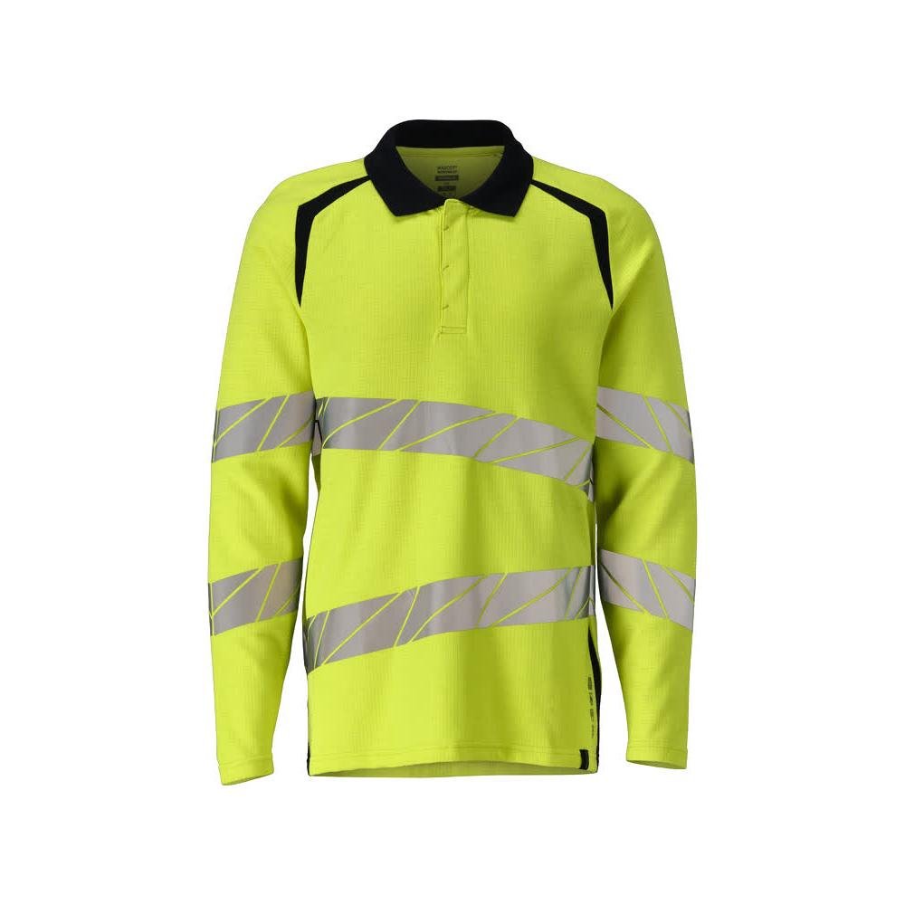 Poloshirt, poloshirt met lange mouwen Multisafe, signalisatie geel/zwart-blauw