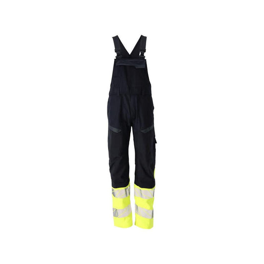 Tuinbroek, kniezakken, stretch inzetstukken Multisafe tuinbroek, zwart blauw/fluo geel