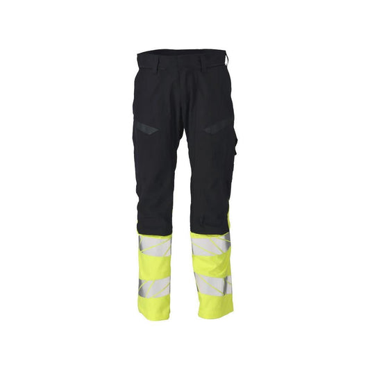 Broek met kniezakken, stretch inzetstukken Multisafe broek, zwart blauw/fluo geel
