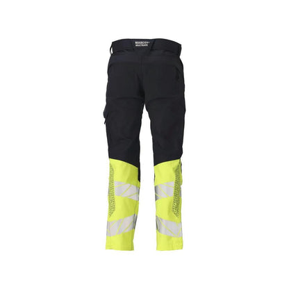 Broek met kniezakken, stretch inzetstukken Multisafe broek, zwart blauw/fluo geel