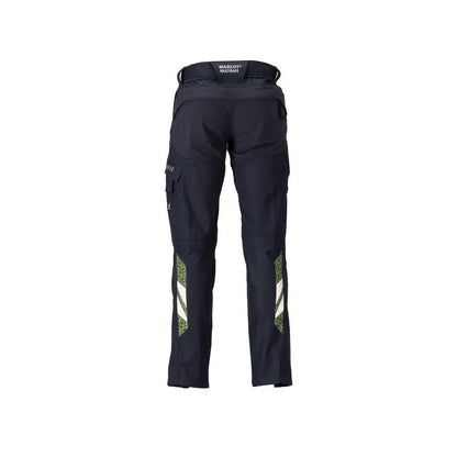 Broek met kniezakken, damesbroek Multisafe, zwart blauw/fluo geel