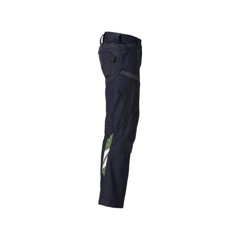 Broek met kniezakken, damesbroek Multisafe, zwart blauw/fluo geel