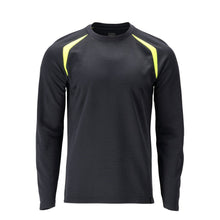 T-shirt, lange mouw, modern fit T-shirt Multisafe, zwart blauw/fluo geel