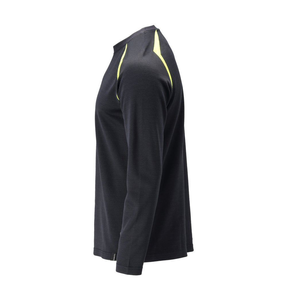 T-shirt, lange mouw, modern fit T-shirt Multisafe, zwart blauw/fluo geel