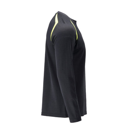 T-shirt, lange mouw, modern fit T-shirt Multisafe, zwart blauw/fluo geel