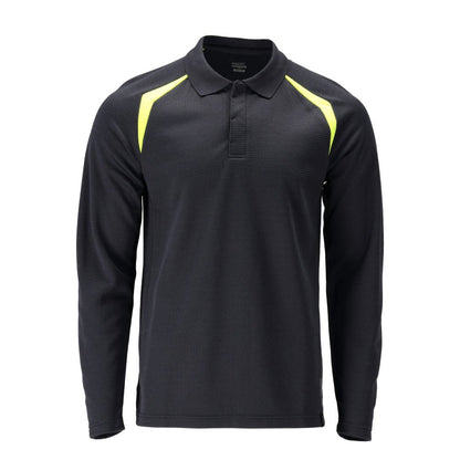 Poloshirt, poloshirt met lange mouwen Multisafe, zwart blauw/fluo geel