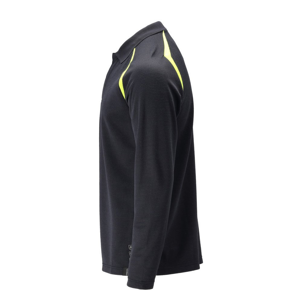 Poloshirt, poloshirt met lange mouwen Multisafe, zwart blauw/fluo geel