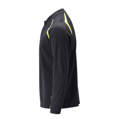 Poloshirt, poloshirt met lange mouwen Multisafe, zwart blauw/fluo geel