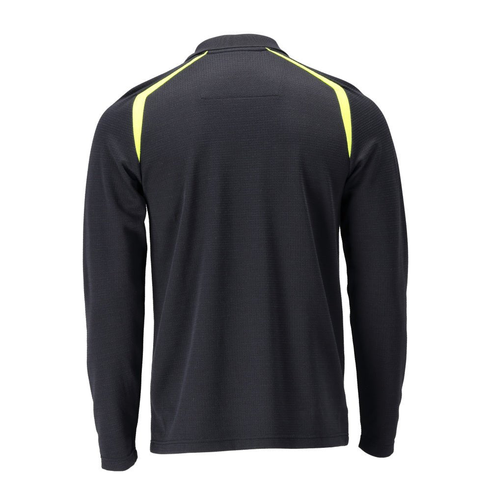 Poloshirt, poloshirt met lange mouwen Multisafe, zwart blauw/fluo geel