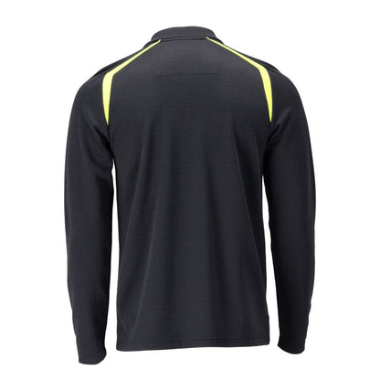 Poloshirt, poloshirt met lange mouwen Multisafe, zwart blauw/fluo geel