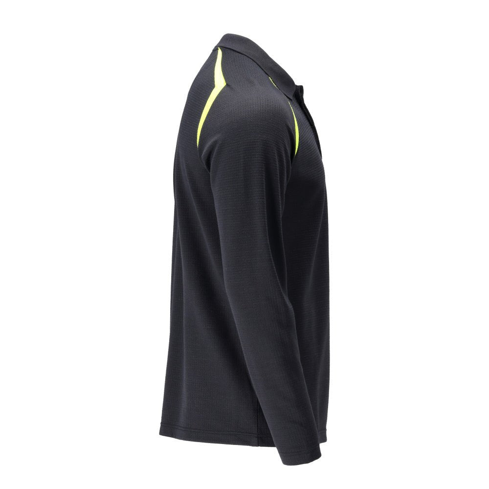 Poloshirt, poloshirt met lange mouwen Multisafe, zwart blauw/fluo geel
