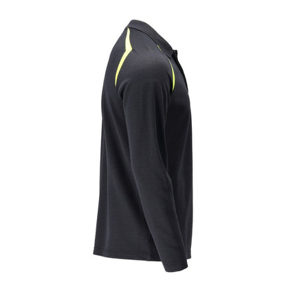 Poloshirt, poloshirt met lange mouwen Multisafe, zwart blauw/fluo geel